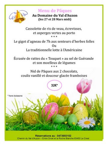 menu de pâques 2016