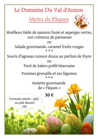 menu de pâques 2015